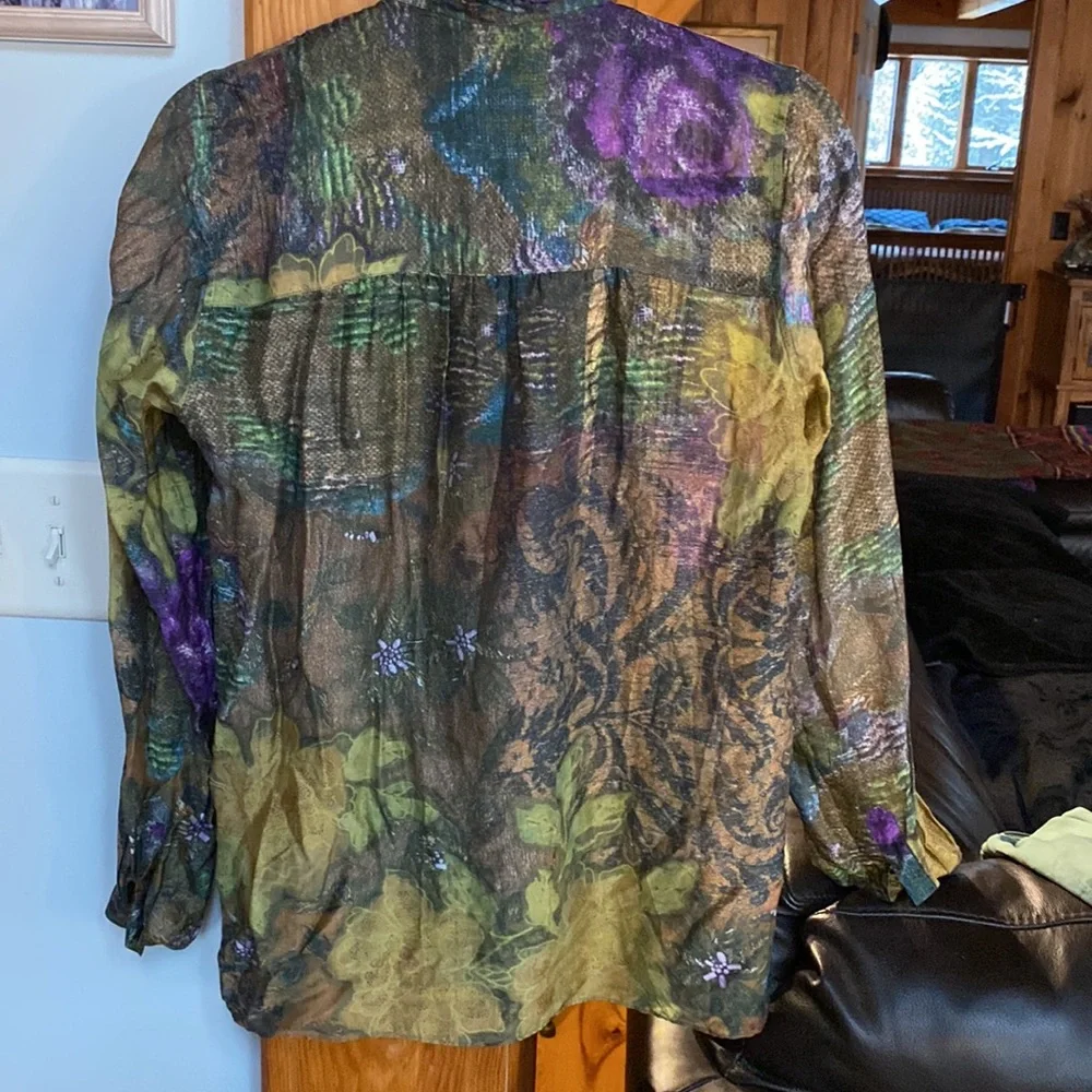 ETRO Green and Purple Silk blouse🌺 - Picture 6 of 6